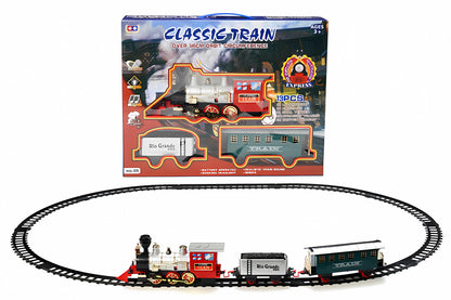 Electric Railway Train Toy with Lights, Music & Smoke – Battery Operated Track Set for Kids