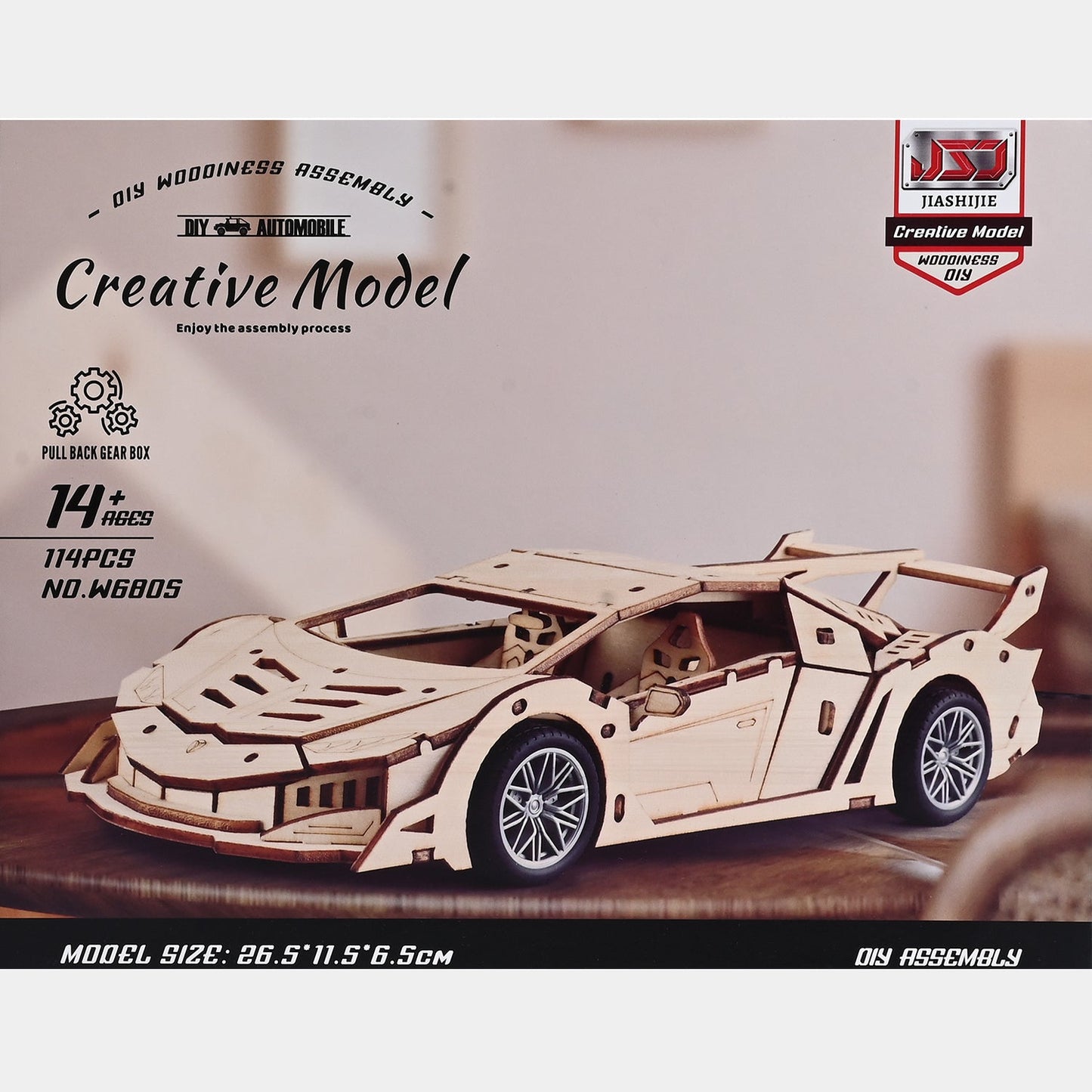 3D Wooden Pull-Back Race Car Kit For Kids