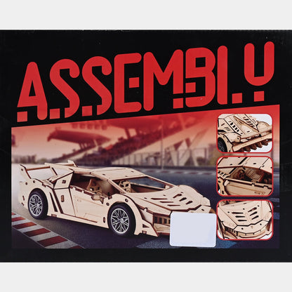 3D Wooden Pull-Back Race Car Kit For Kids
