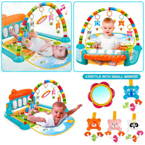 Baby Piano Play Gym Mat – Musical Activity Gym with Lights & Hanging Toys for Newborns & Toddlers