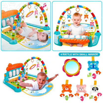 Baby Piano Play Gym Mat – Musical Activity Gym with Lights & Hanging Toys for Newborns & Toddlers