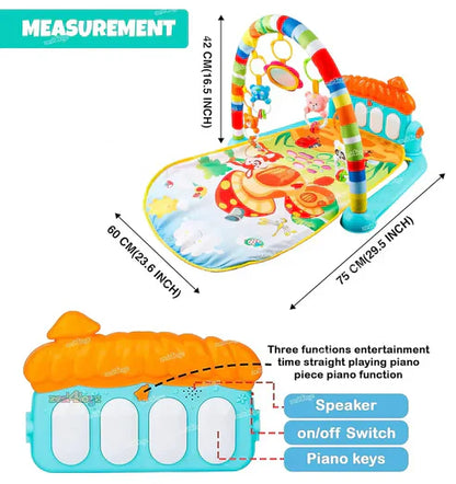 Baby Piano Play Gym Mat – Musical Activity Gym with Lights & Hanging Toys for Newborns & Toddlers
