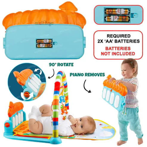 Baby Piano Play Gym Mat – Musical Activity Gym with Lights & Hanging Toys for Newborns & Toddlers