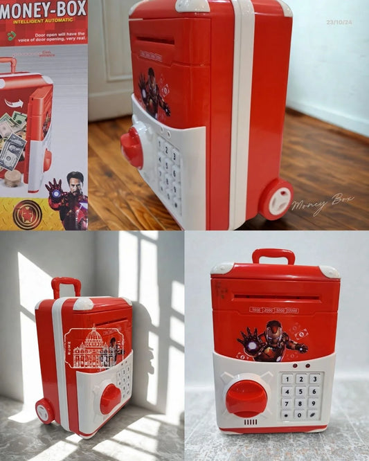 Iron Man ATM Money Box with Password Lock – Secure Saving for Kids
