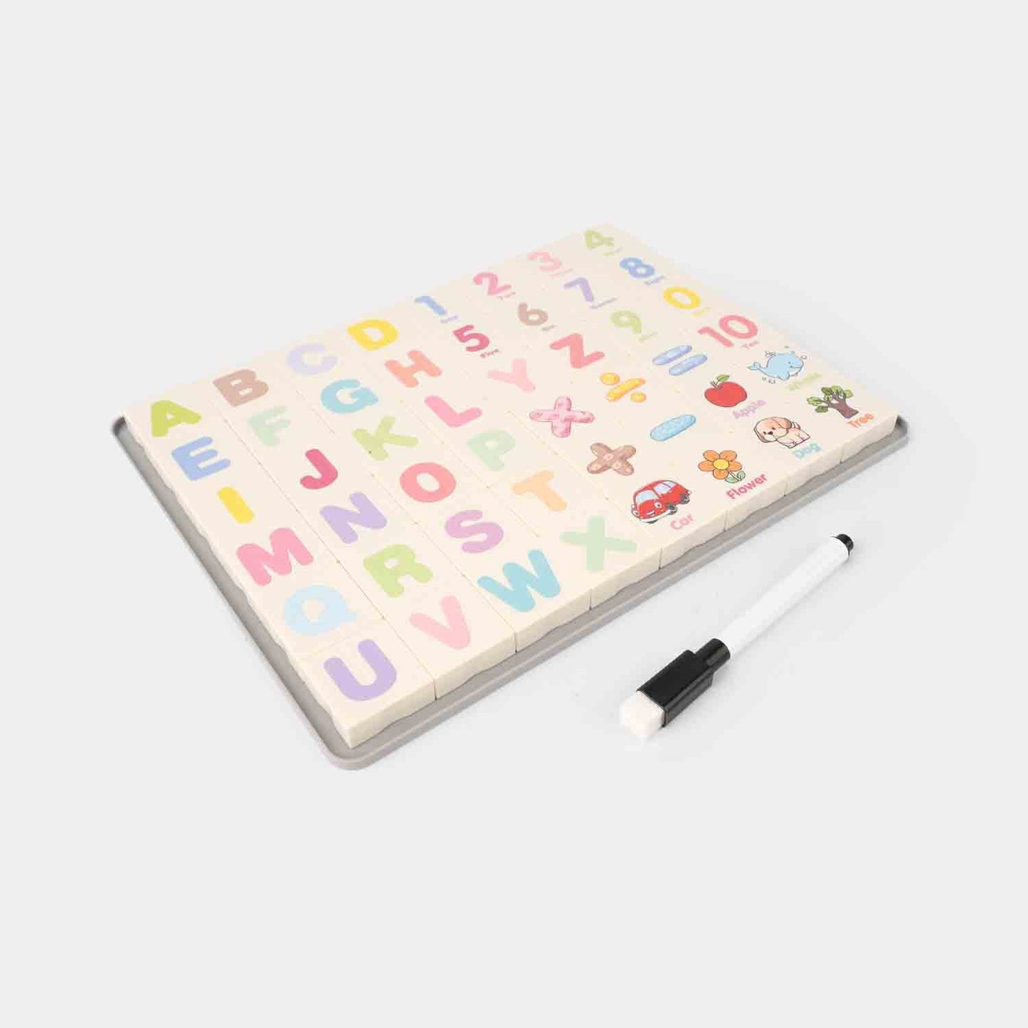 Alphabet & Number Puzzle Board With Drawing Surface