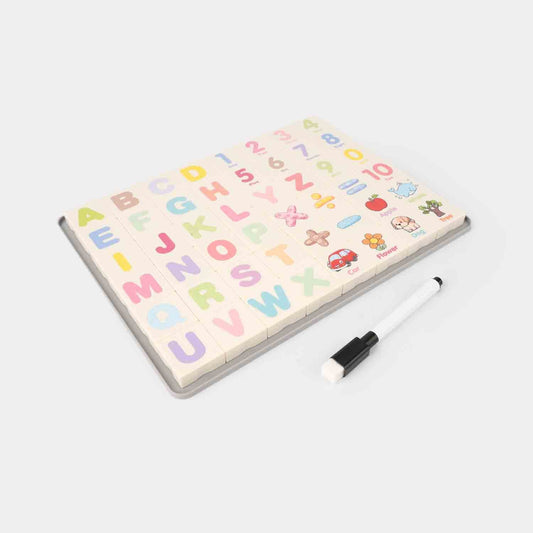 Alphabet & Number Puzzle Board With Drawing Surface