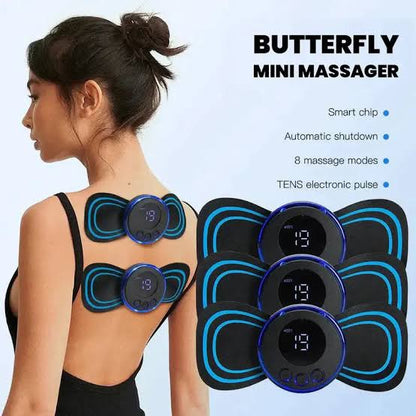 EMS Butterfly Massage Pad – Portable Electric Muscle Stimulator for Pain Relief & Toning