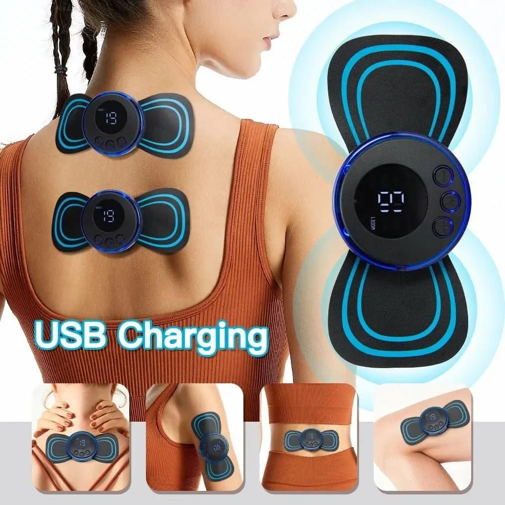 EMS Butterfly Massage Pad – Portable Electric Muscle Stimulator for Pain Relief & Toning