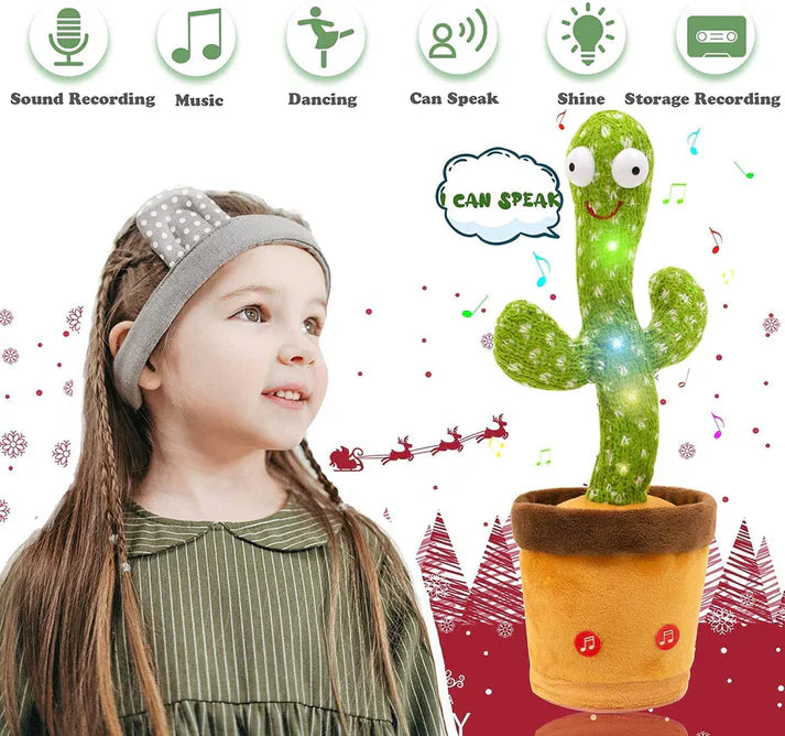 Rechargeable Dancing Cactus Toy – Sing, Dance, and Talk Back with Lights & Music