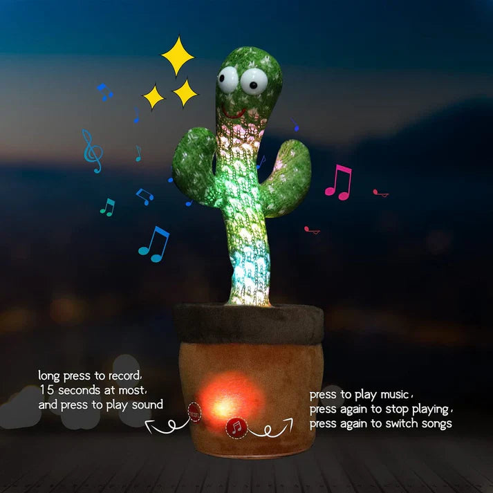 Rechargeable Dancing Cactus Toy – Sing, Dance, and Talk Back with Lights & Music